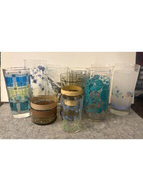 Set of 10 Vintage Mixed Brands Tumblers and Glasses # 3362
